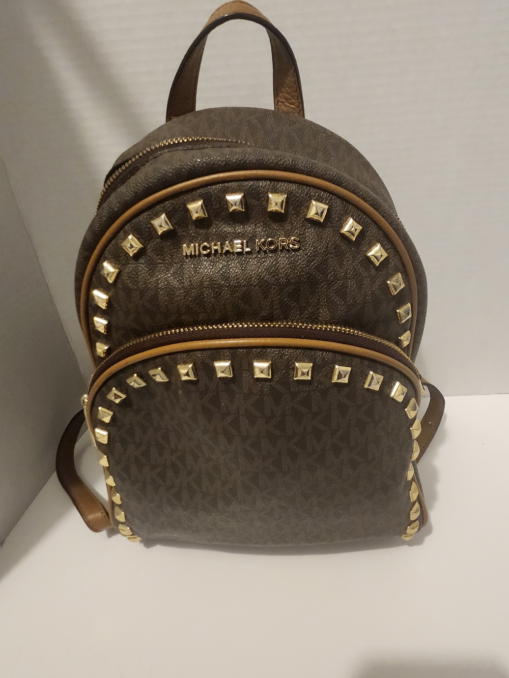 Michael Kors Brown Studded Mini Backpack